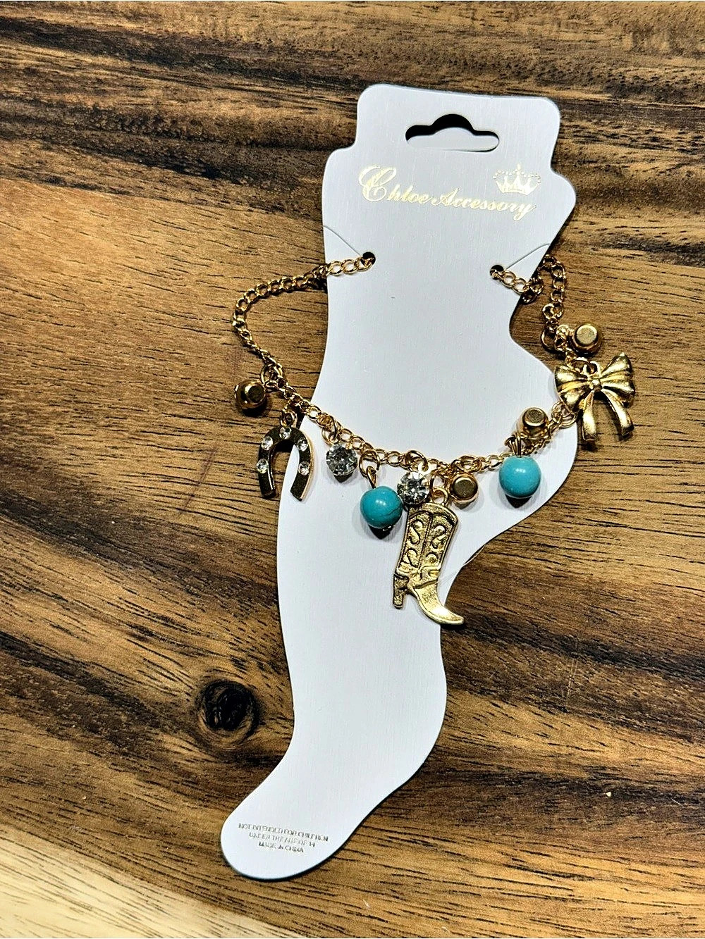 Chloe Accessory Charm Bracelet in Gold & Turquoise